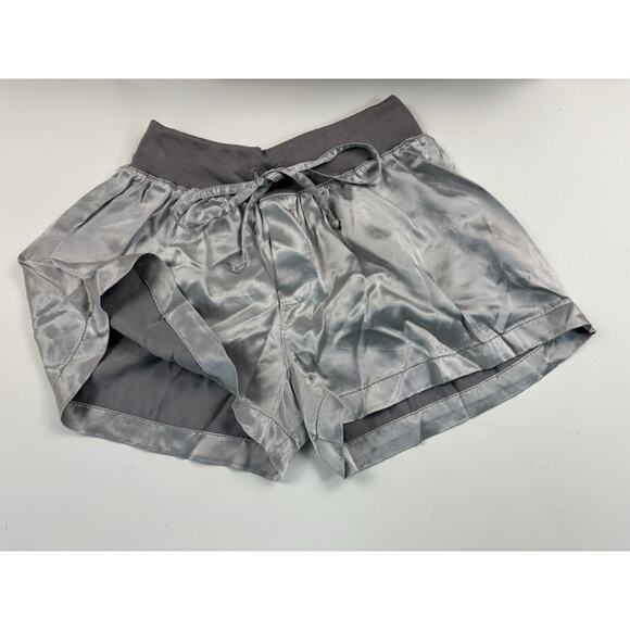 PJ Harlow Mikel Satin Boxer Lounge Shorts Morning Blue XS USA Made Womens Pajama - Picture 9 of 9